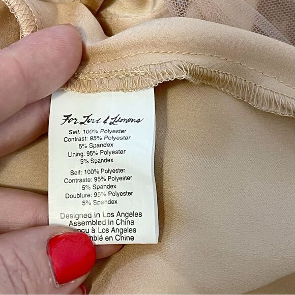 For Love & Lemons All That Glitters Mini Dress in Almond Size L - Picture 11 of 14